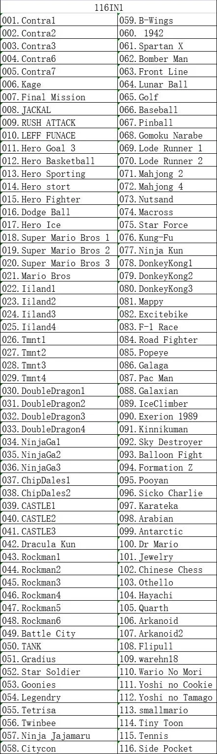 116 IN 1 MultiCart 32 Bit Video Game Cartridge For Gameboy Advance GBM/GBA/SP/NDS/NDSL