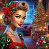(US Local)4pack Xmas Lady-Special Shaped Diamond Painting Kit(30x30cm)