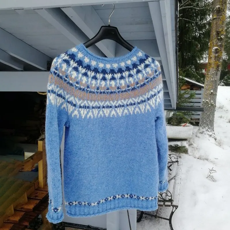 Vintage Icelandic Knitted Jacquard Warm Sweater (Unisex)
