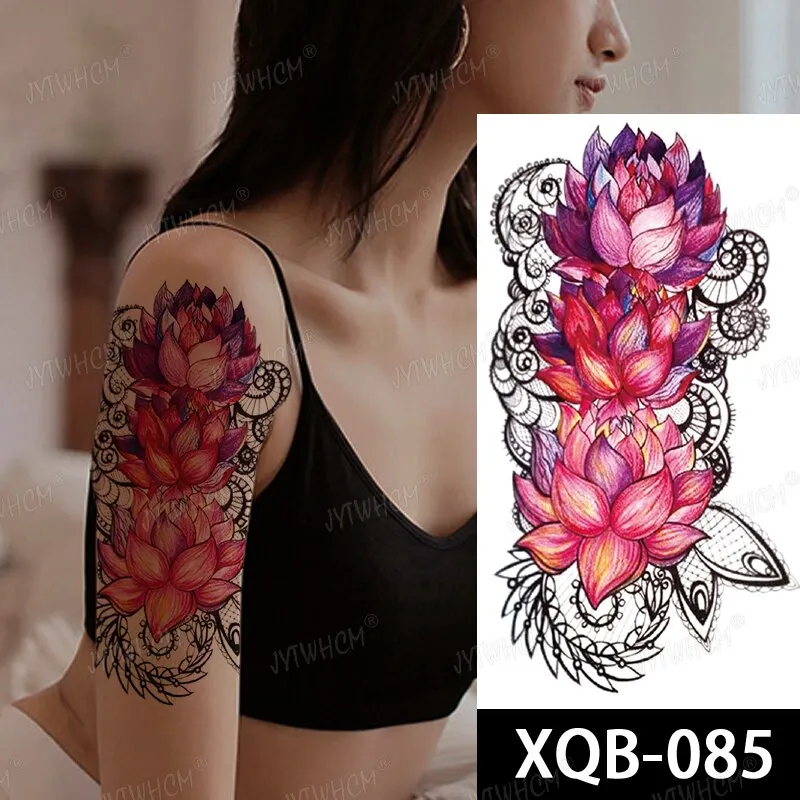 Sdrawing Hot Water Transfer Fake Tattoo Waterproof Temporary Tattoo Sticker For Men Women Wolf Arm Neck Tattoo Flash Tattoo Sleeve