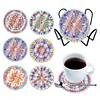 6PCS Diamond Painting Acrylic Washable Mandala Coaster with Holder