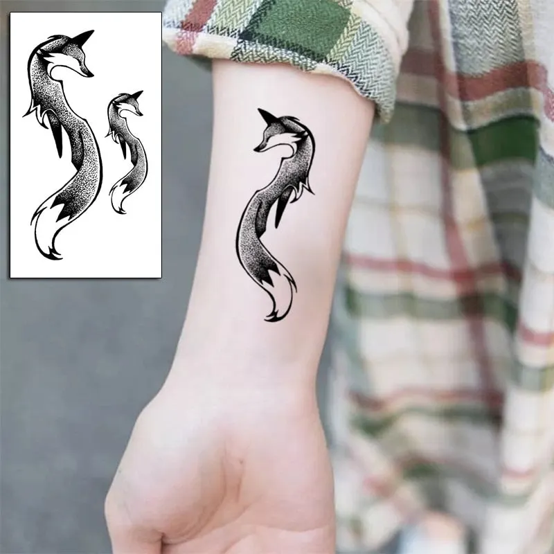 Tattoo Sticker Little Half Face Cat Element Small Animal Flower Water Transfer Temporary Fake Body Art Tatoo for Kid Girl Boy