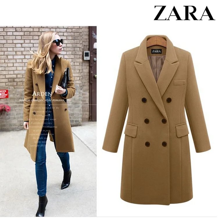 ZARA&reg;🐑 Gładka kurtka damska z kaszmiru