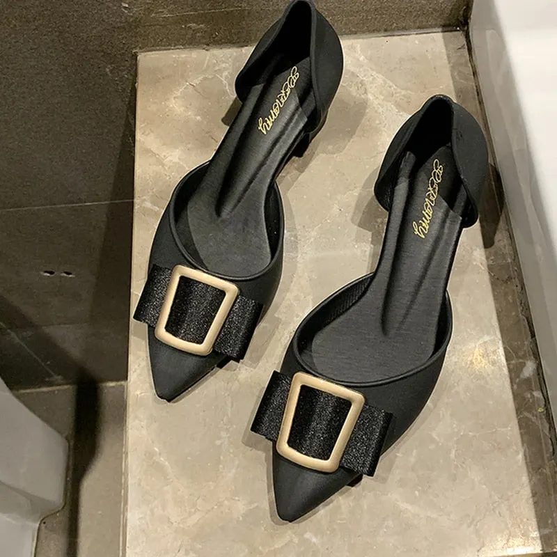 Elegant Ladies High Heels Women Jelly Shoes Trend Square Buckle 2020 Summer Pointed Toe Set Black Woman Shoes Pumps