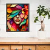 (Big Size)Color Half Face Girl - 11CT Stamped Cross Stitch - 50*60cm
