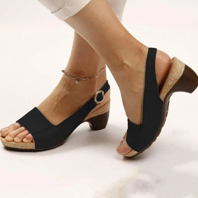 Women's Gladiator Sandals Buckle Strap Woman Chunky Heels Peep Toe Ladies Casual Shoes Female Summer Autumn Fashion Sandals 2022