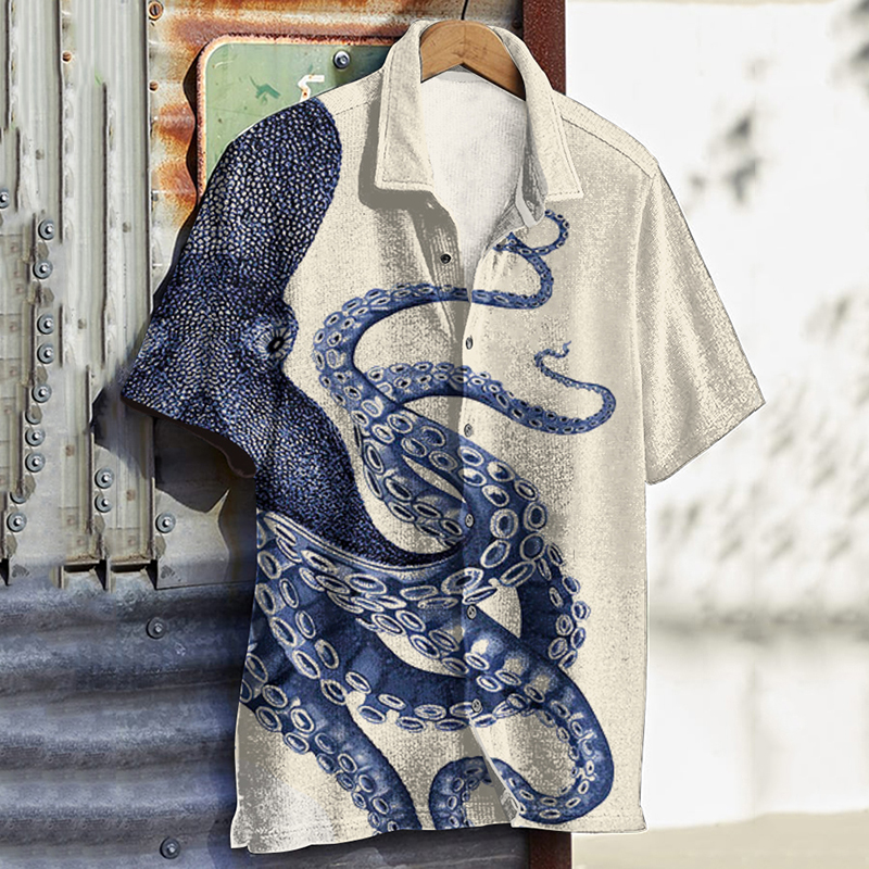 Japanese Art Octopus Graphic Printed Shirt  artssus
