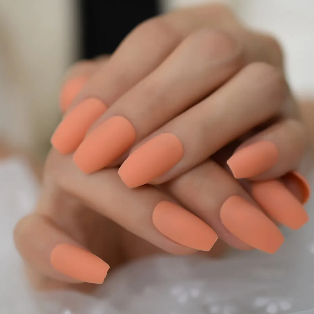 Medium Long Matte Fake Nails White Matt Solid Color Nail Tips Square Acrylic Fignernails 24-Nail Inspo
