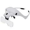 Adjustable Lens Wearing Type Glasses Magnifier Loupe Kit with LED Lights DIY Diamond Art Accessories