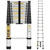 [US Local Warehouse] 4.4m Telescoping Ladder with 2 Triangle Stabilizers Portable Folding Loft Ladder
