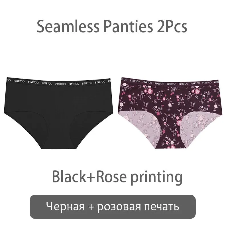 FINETOO Seamless Panties Women Rose Printing Underwear Fashion Letter Panty Ladies Briefs Underpants S-XL Female Briefs Lingerie