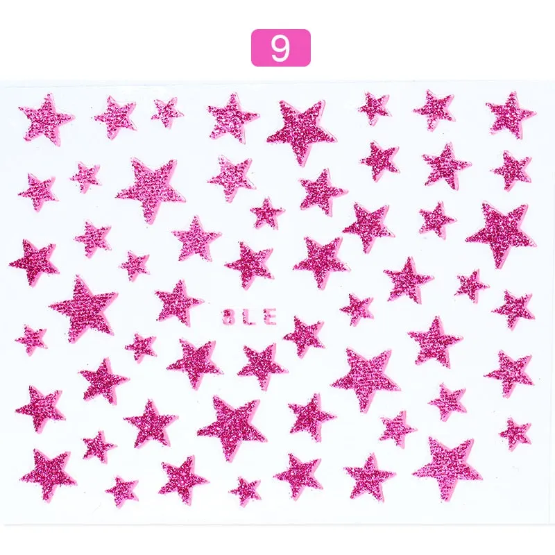1 Sheet Butterfly Stars Series Nail Sticker Flower Leaves Slider Transfer Nail Decals Decoration Nail Art DIY Accessories-Nail Inspo