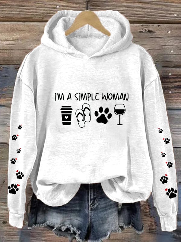 Women's I'm A Simple Woman Dog Lover Print Hoodie