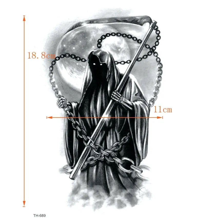 Grim Reaper Waterproof Temporary Tattoo Sticker Soul Reaper Tatoo Men Tattoo sleeve kids Tatuajes Temporales Fake Tattoo