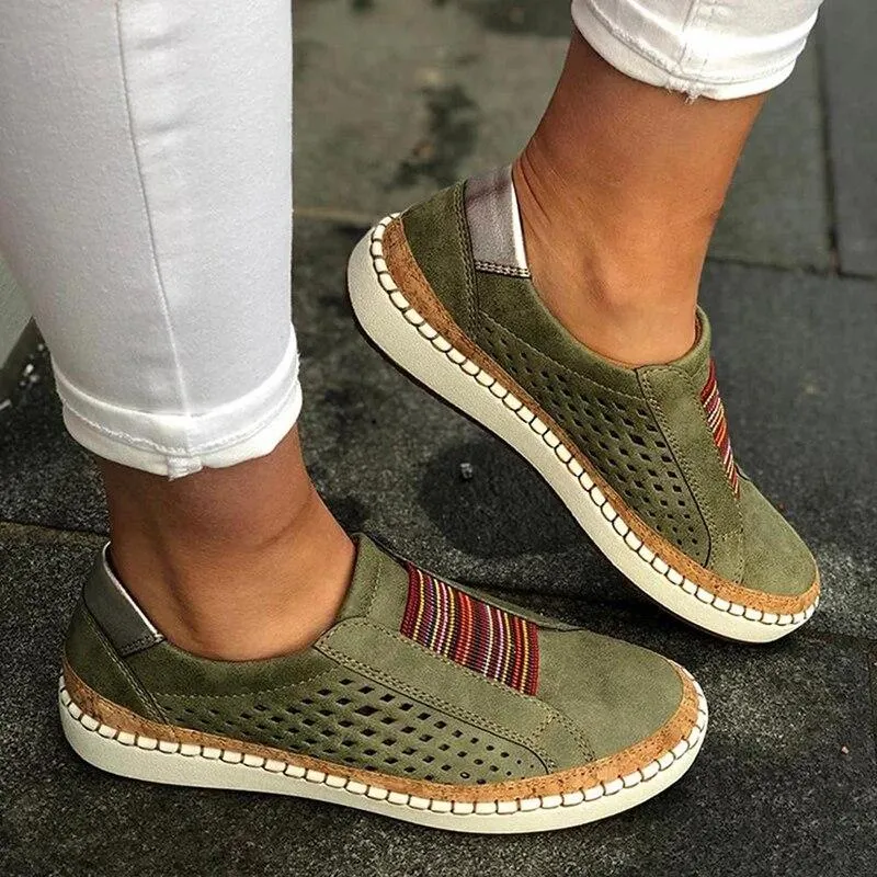 2022 Women Slip on Sneakers Shallow Loafers Vulcanized Shoes Breathable Hollow Out Casual Ladies Shoes Woman Plus Size Dropship 1103