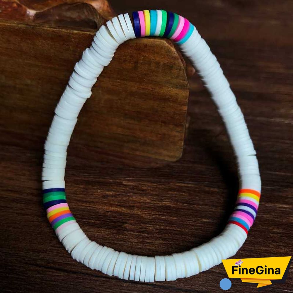 Recyclable Rainbow Colorful Polymer Clay Beads Bracelets Jewelry