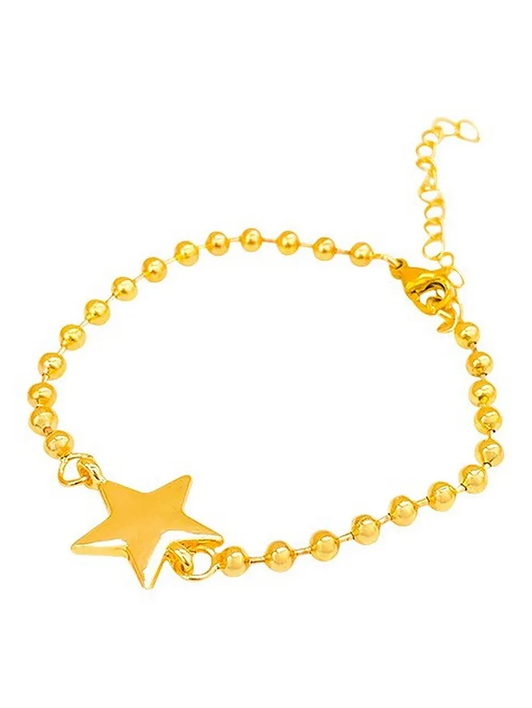 Women's Metal Beaded Bracelet with Star Pendant