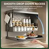Wall-Mounted Kitchen Storage Cabinet with Pull-Down Double-Layer Shelf Carbon Steel Spice Rack Organizer for Utensils Food Prep & Countertop Organization