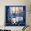 Window Snow Scene - 11CT Stamped Cross Stitch 50*50cm/19.69*19.69in
