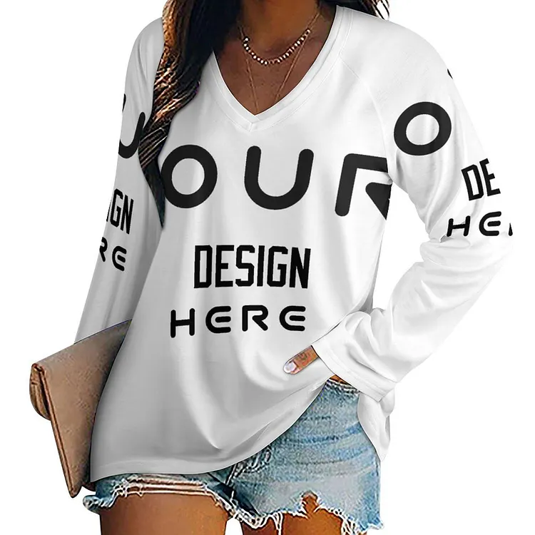 Personalized Design Women's  Long Sleeve Loose Tee Full Print
