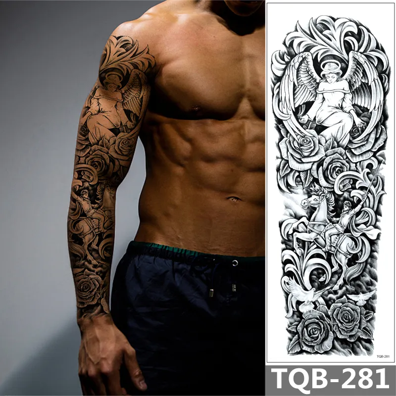 Sdrawing Arm Temporary Tattoo Sleeve For Men Maori Wolf Fake Large 3D Tatoo Stickers
