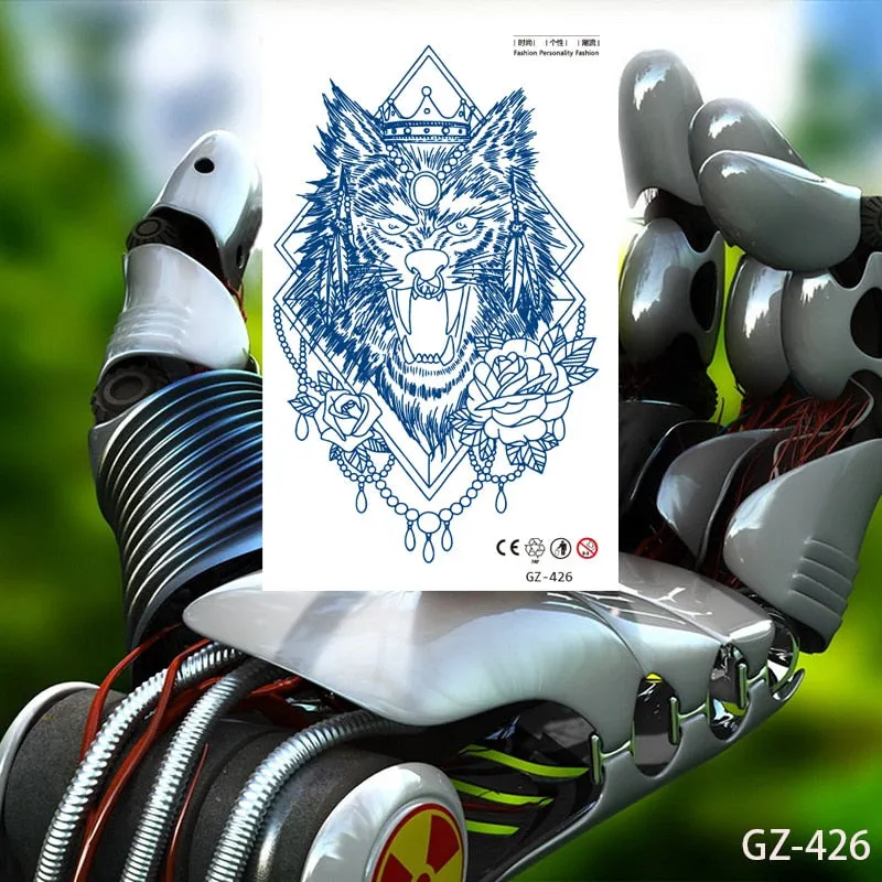 Temporary Tattoo Stickers Dragon Eagle Juice Timberwolves Ink Lasting Waterproof Natural Arm Body Chest Realistic Art Fake Tatoo