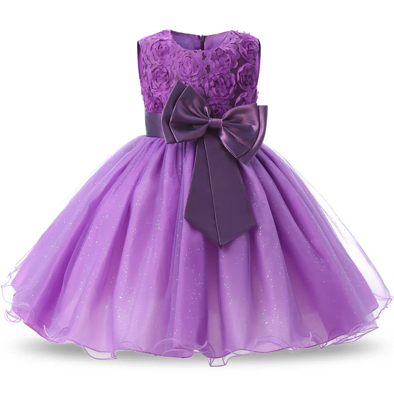 Uveng 2021 Infant Baby Girls Flower Dresses Christening Gowns Newborn Babies Baptism Clothes Princess tutu Birthday White Bow Dress