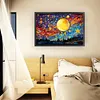 Stained Glass Moon Starry Sky-Full Embroidery 3 Strands 11CT Stamped Cross Stitch-60*40CM-Large Size