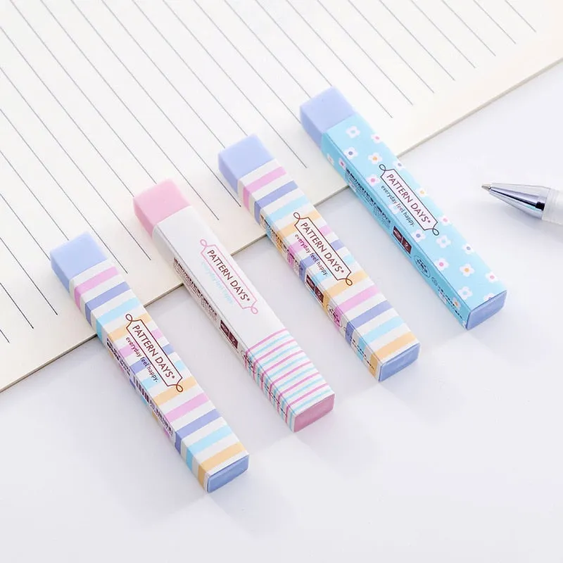 1 Pcs Lytwtw's Cute Candy Color Striped Soft Erasers For Kids Rubber Toy Kawaii Stationery School Office Supply Creative Eraser