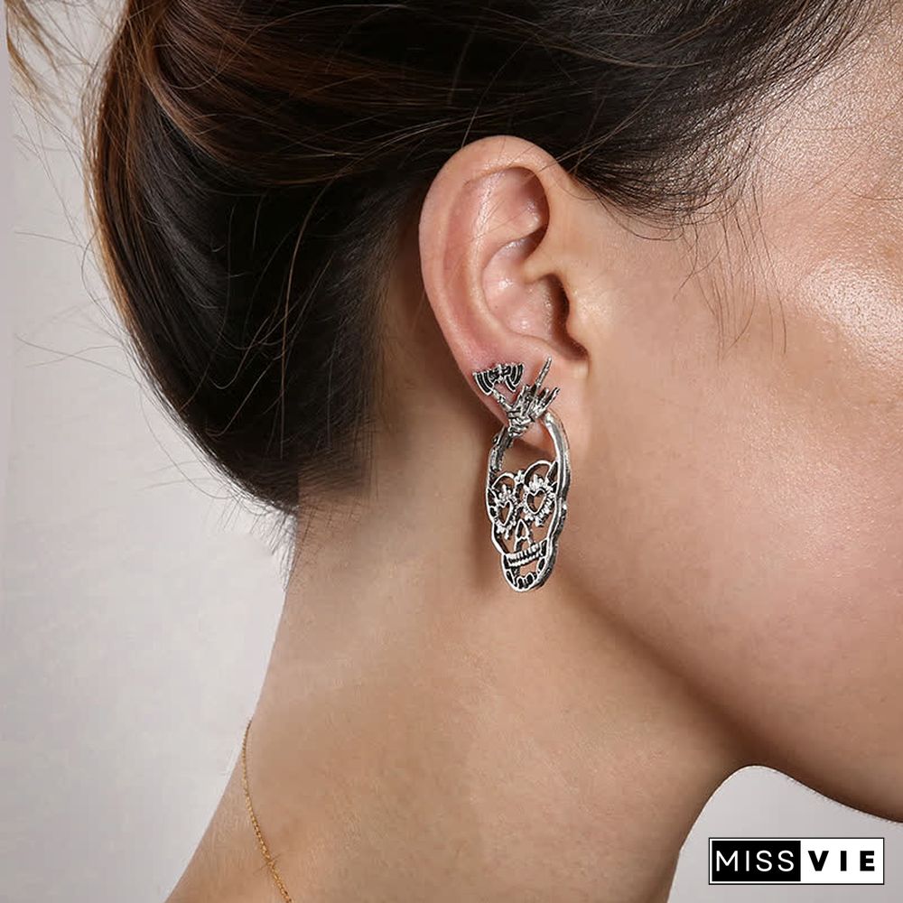 6 Pairs Skull Spider Bat Design Stud Earrings