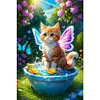 Diamond Painting-DIY Full Round Drill Wings Cat(60*40 CM)