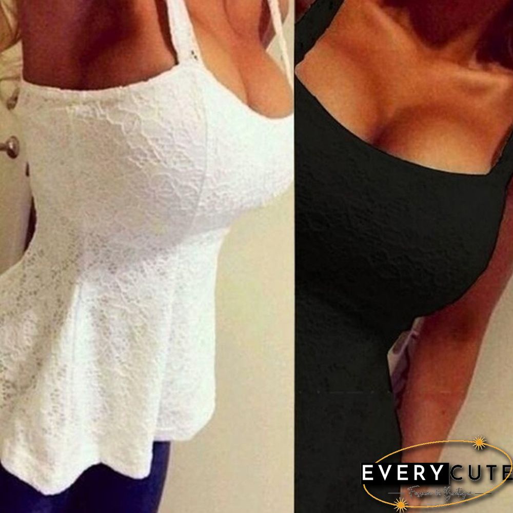 Sexy Ladies Lace Floral Bodycon Strap Tank Top Vest Shirt Blouse Sleeveless Women Casual Strappy