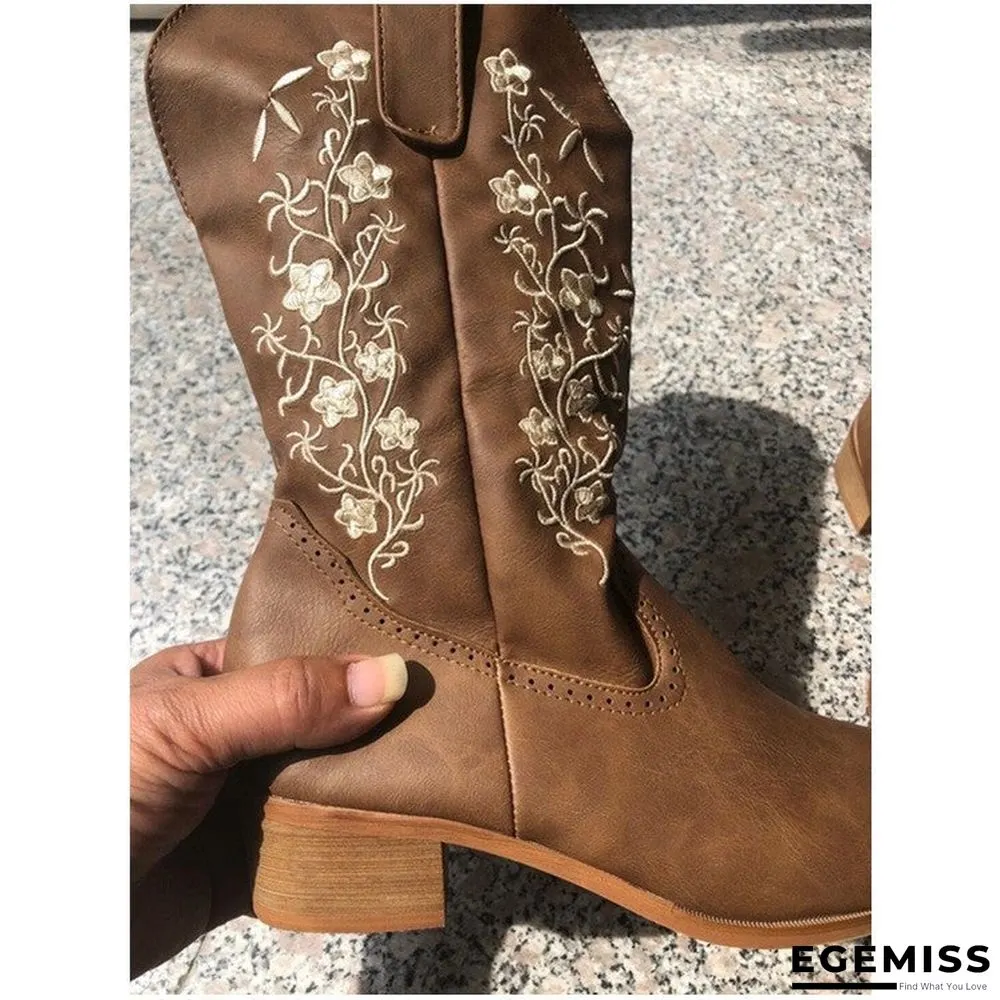 Knight Women's Boots Flat Bottom Embroidered Martin Boots | EGEMISS