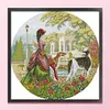 >SALE<Full Embroidery Cotton Thread14CT Counted Noblewoman and Dog Cross Stitch44x44cm