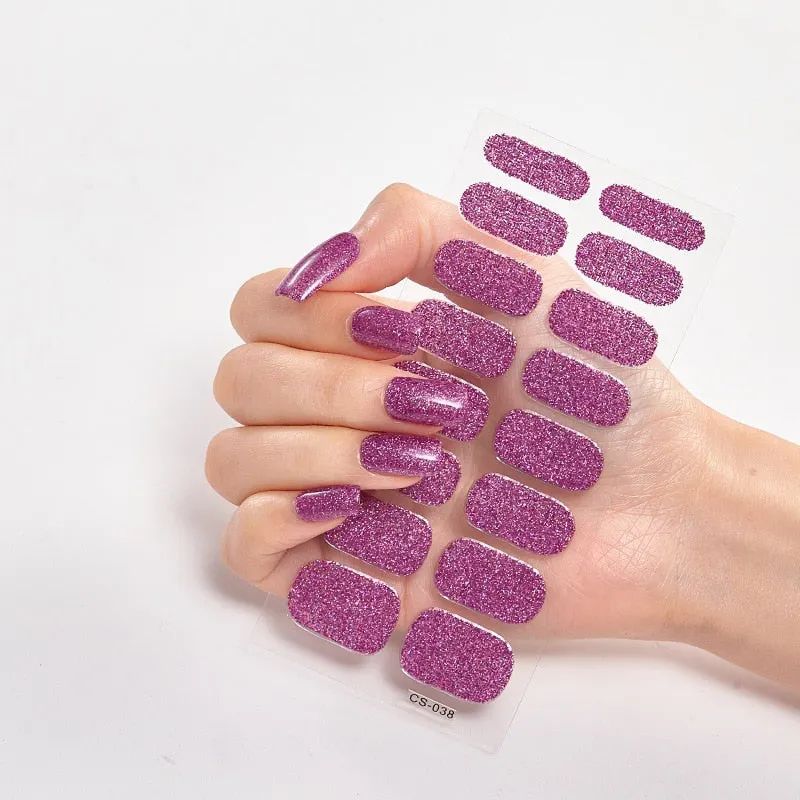 Nails Art Decoration Glitter Series Powder Sequins Decals Plain Stickers Nails Sticker Designer Nail Strips Women Nail Designs