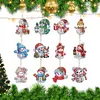 (US Local)12Pcs Christmas Diamond Painting Keychain Rhinestone Painting Keychain Pendant