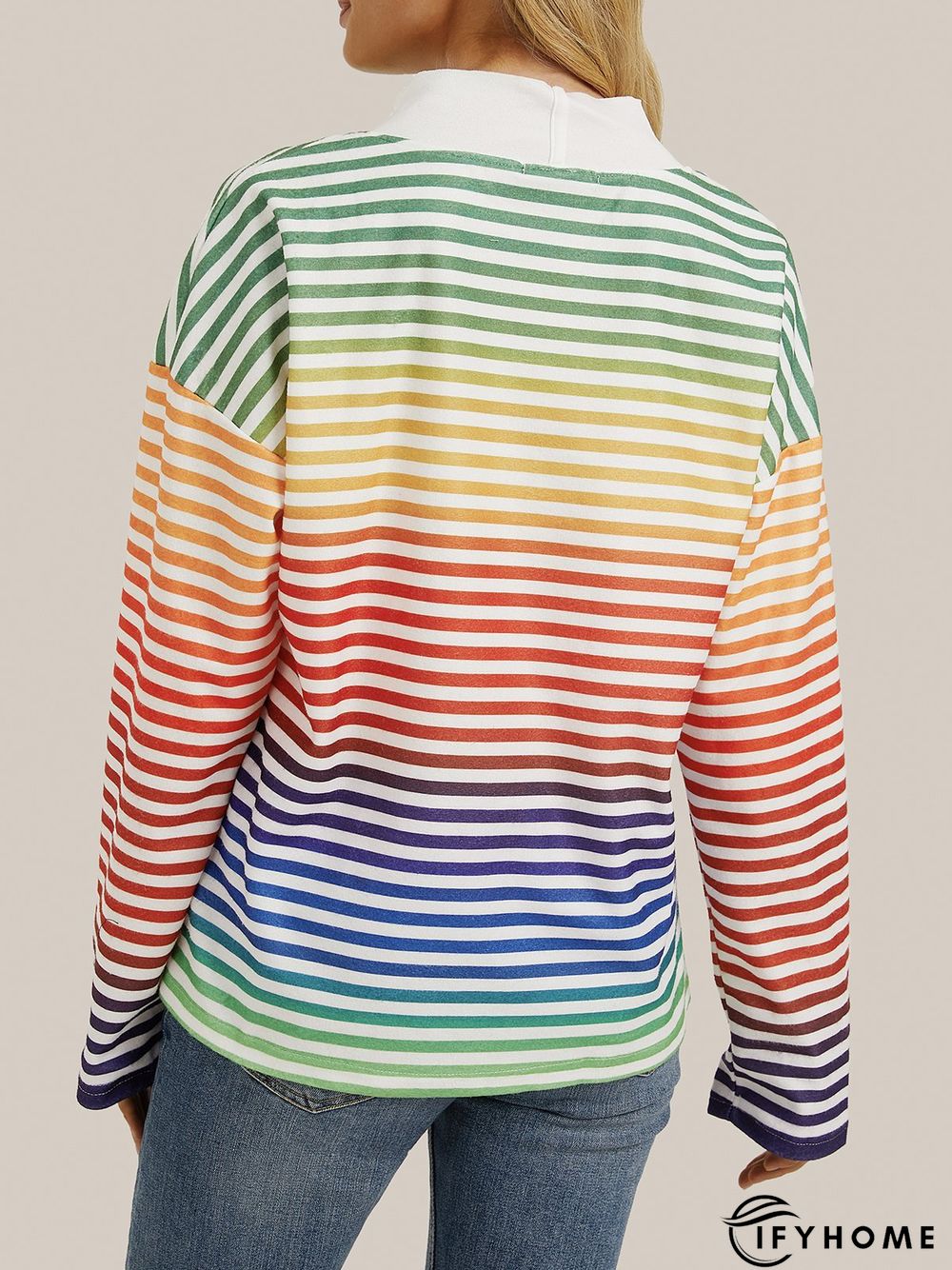 Striped Casual Crew Neck Long Sleeve Knitwear & Sweater | IFYHOME