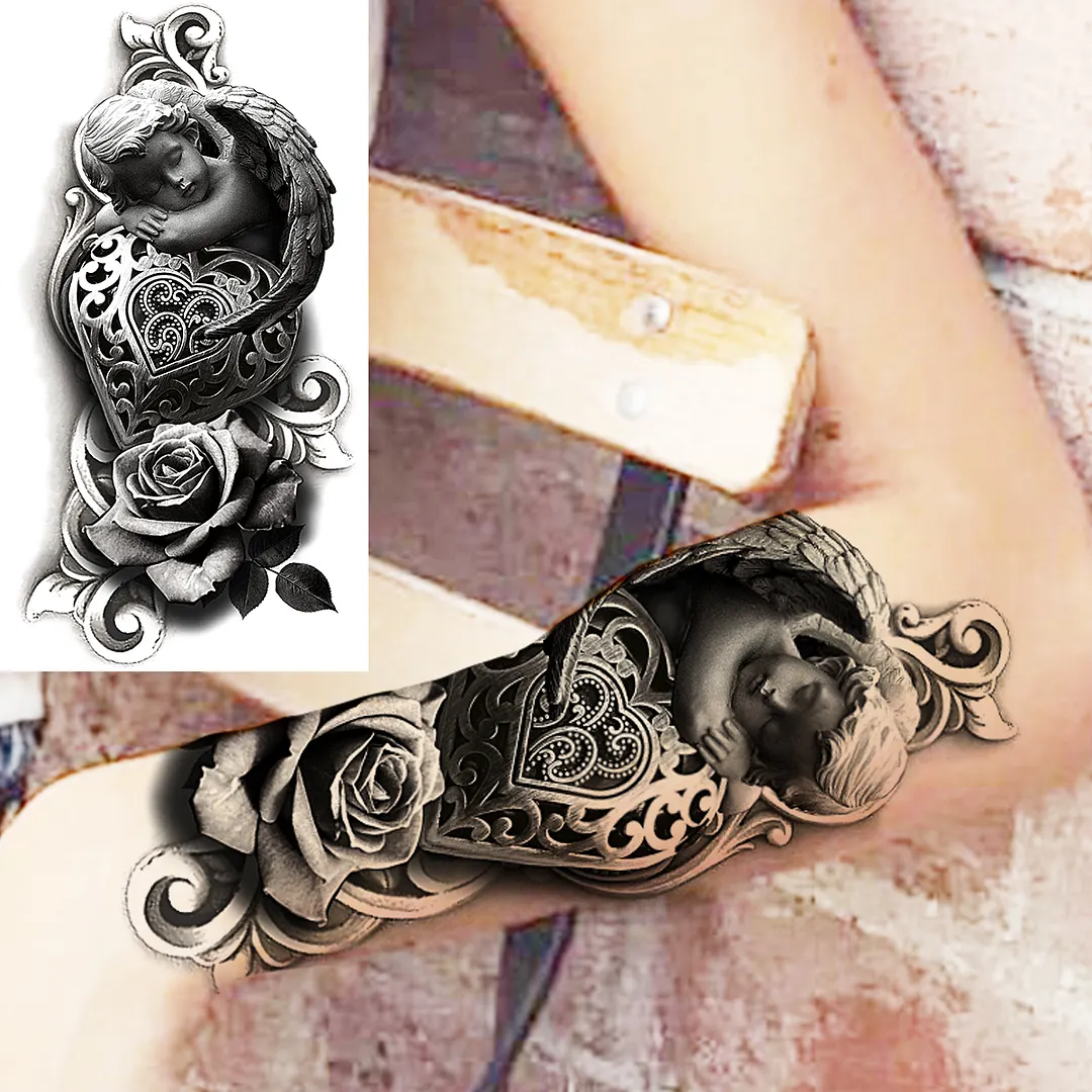 Sdrawing Skull Halloween Skeleton Temporary Tattoo For Men Adults Realistic Lion Tiger Wolf Scary Fake Tattoo Sticker Forearm Tatoo