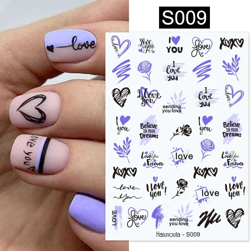 Harunouta Gold Flower Leaves Water Decals Slider Lines Geometrics Spring Summer Nail Art Transfer 3D Stickers DIY Watermarks-Nail Inspo