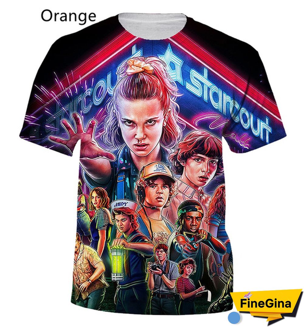 Horror Drama Stranger Things Print 3D T-Shirt Summer Fashion Casual Short-Sleeved T-Shirt