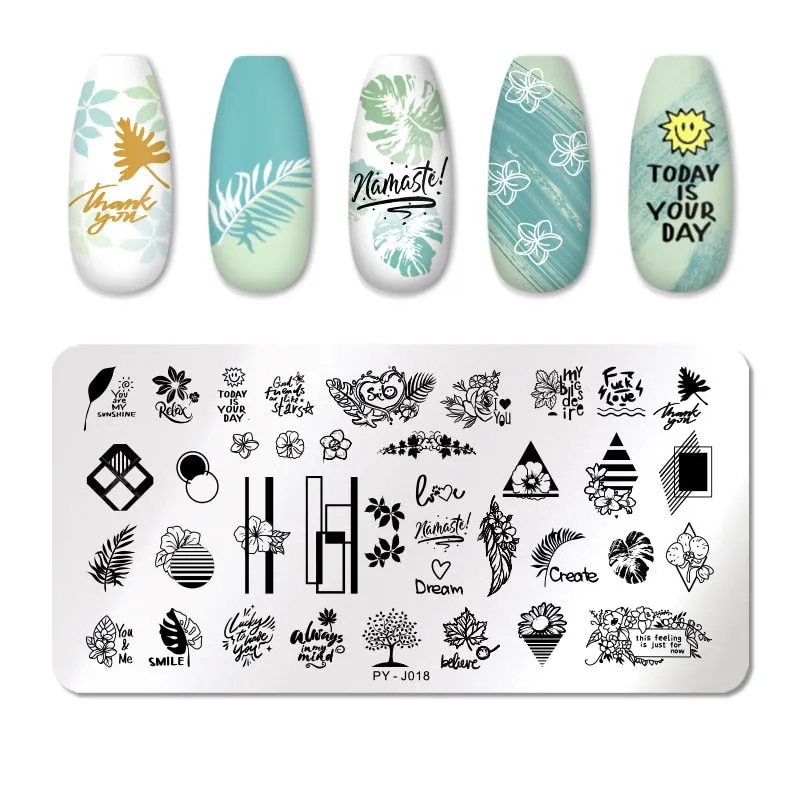 PICT YOU Nail Stamping Plates Flower Plant Pattern Nail Art Plate Stencil Stainless Steel Line Pictures Theme Image Plates Mold-Nail Inspo