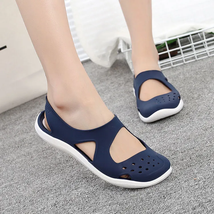 Comemore Women Jelly Sandals Comfortable Summer Soft Shoes Female Flat Pumps Plastic Female Waterproof Eva Garden Shoe Pink 2021