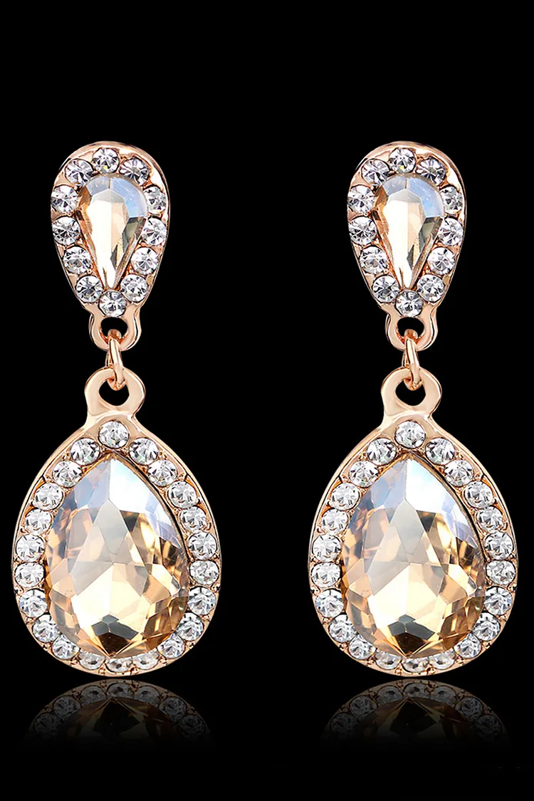 Fashion Rhinestone Water Drop Alloy Dangle Earrings 2024 - Xpluswear