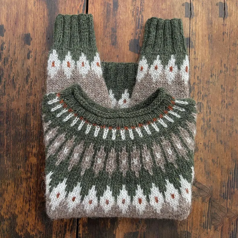 Vintage Icelandic Knit Jacquard Warmth Sweater（Unisex）