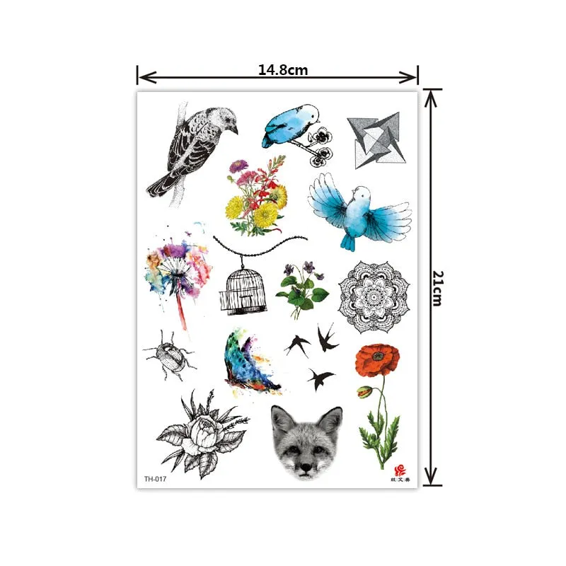 New style tattoo stickers anti-real big picture waterproof sweat flower arm tattoo stickers sika deer parrot tattoo stickers