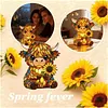 LED 3D Animal Night Lamps Sunflower Highland Cow Table Lamp Cute Bedside Decorations Lamp USB Handcrafted Stained Glass Night Light for Living Room Desk Decor
