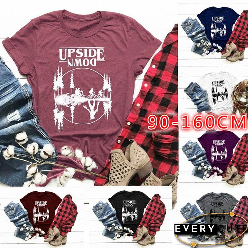 New Fashion Child Round Neck Printed Short-Sleeved Stranger Things Upside Down Graphic T-Shirt