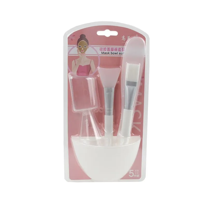 1set Portable DIY Mask Tools Non-toxic Silicone Bowl Brush Mud Stick Cup Spoon Kit Multi-functional Face Makeup Tools Durable