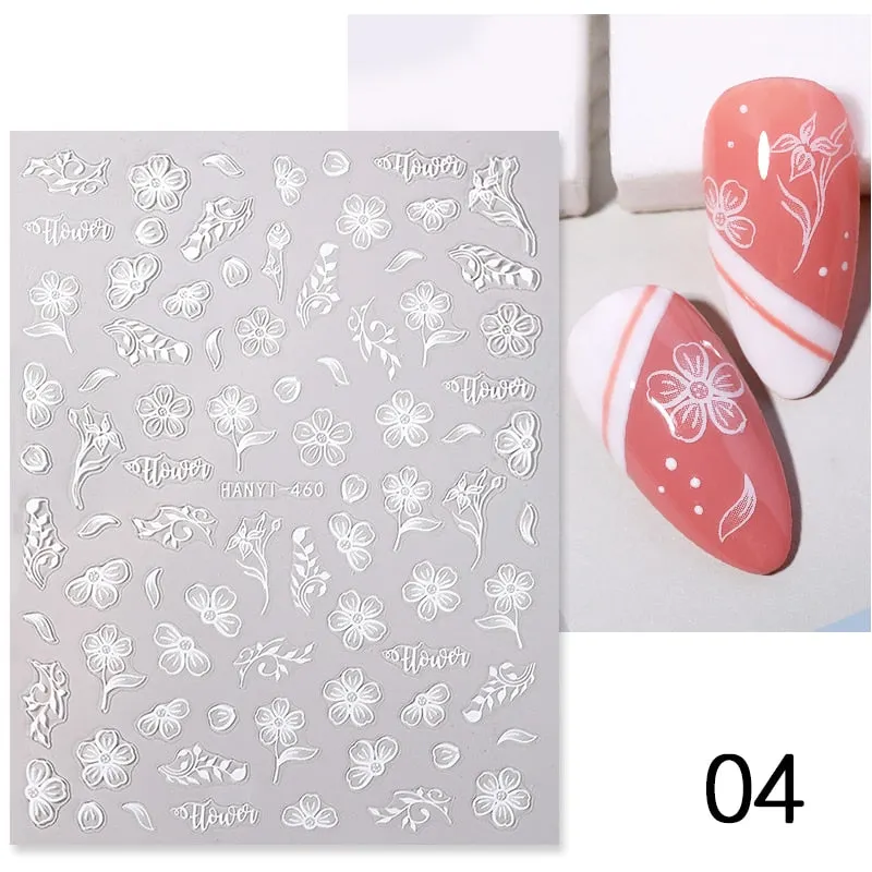 2021 Hot 3D Nail Art Stickers Butterfly Pattern Transfer Sticker Decals Self Adhensive Slider Decoration Nail DIY Design