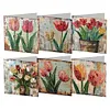 (US Local)6Pcs Retro Tulip DIY Diamond Painting Greeting Card 5D Drill Painting Card Kit